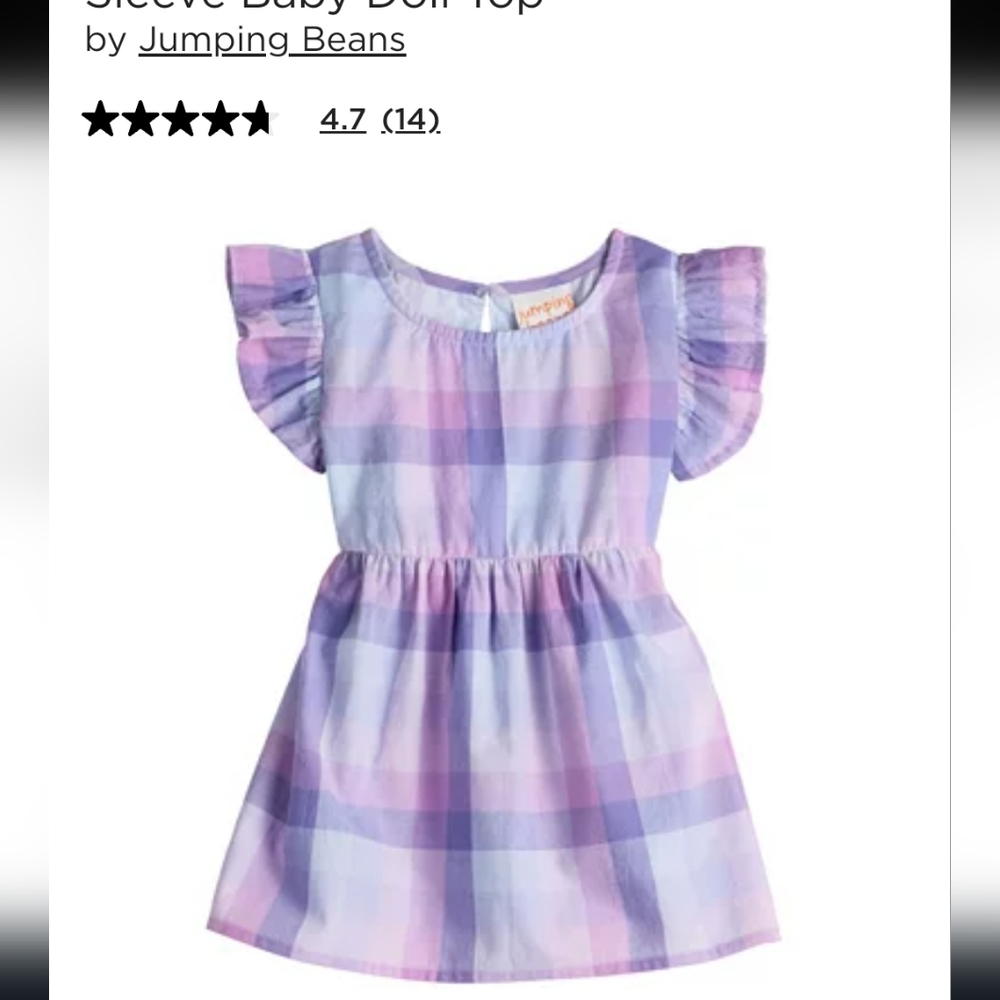 NWT Jumping Beans flutter top plaid top- 3T